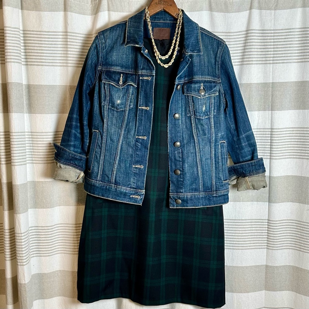 Gap Plaid Mini Dress, 3/4 length sleeve, Size 2